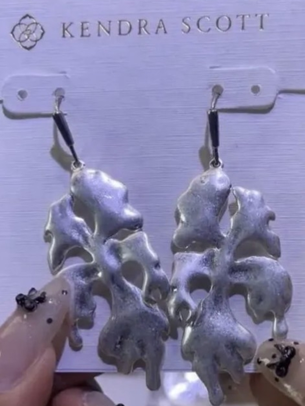 Kendra Scott Silver Abstract Organic Drop Earrings